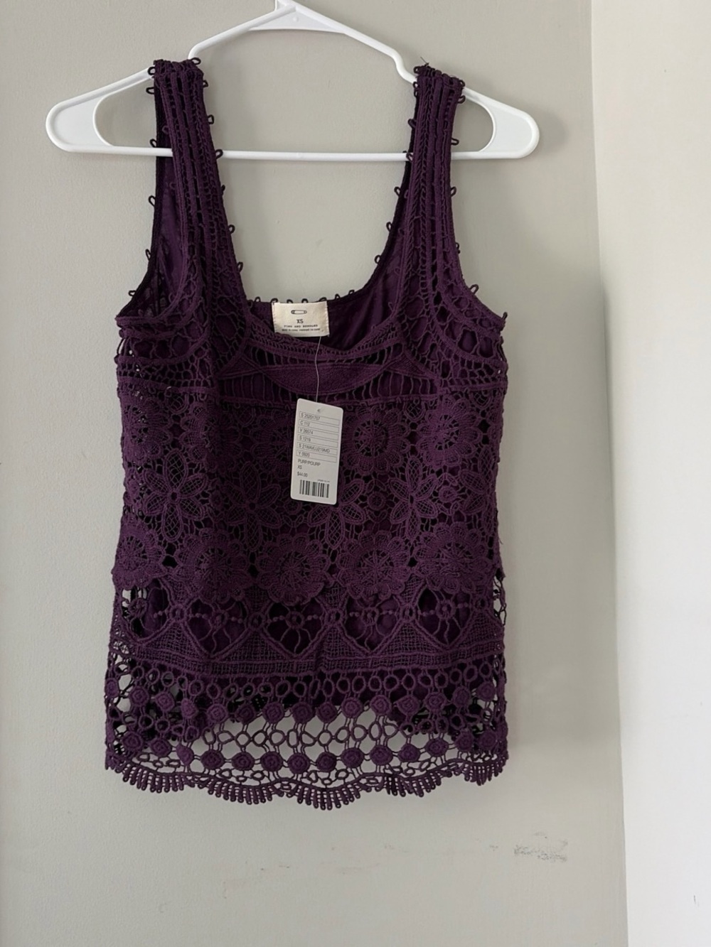 Pins & Needles Plum Purple Crochet Lace Tank